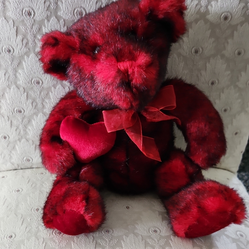 Plush Red Teddy Bear with Heart